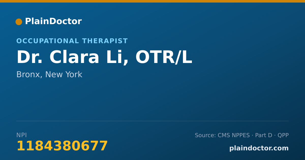 Shareable card for Clara Li, OTR/L - Occupational Therapist, Bronx, NY