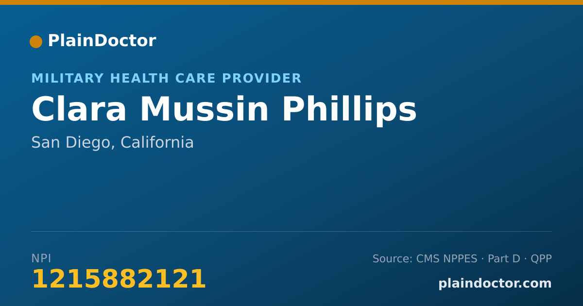Shareable card for Clara Mussin Phillips - Military Health Care Provider, San Diego, CA