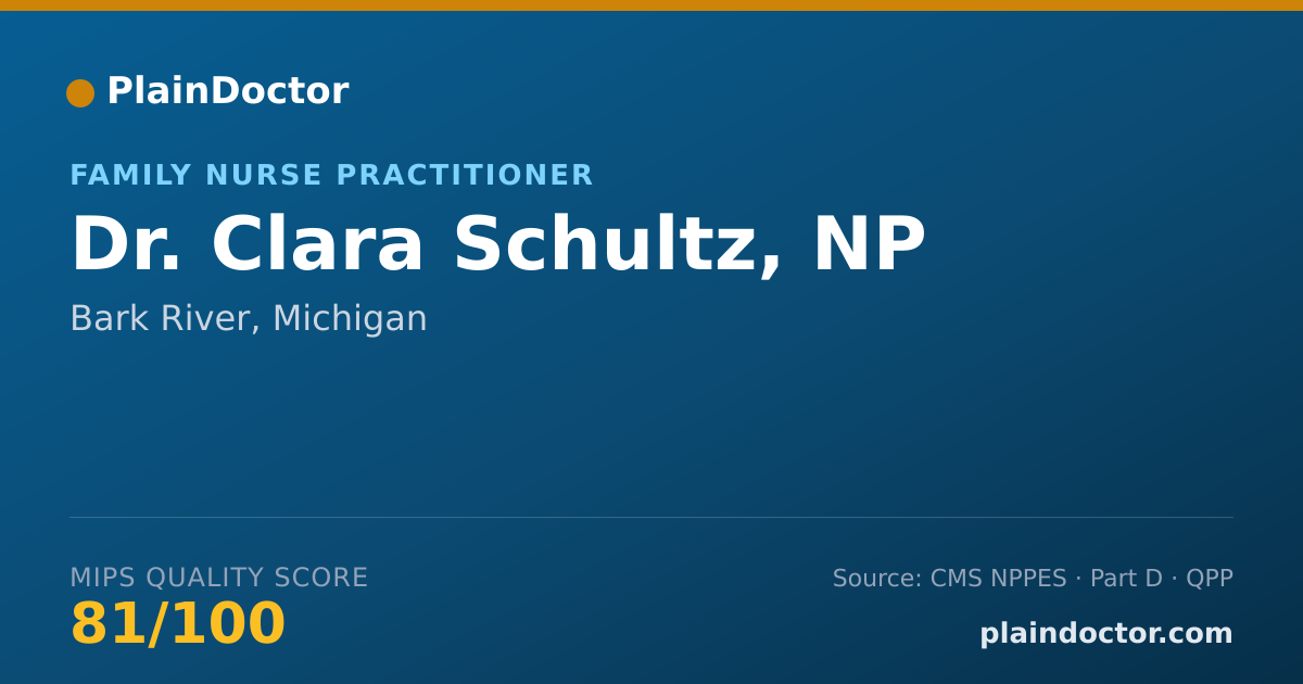 Shareable card for Clara Schultz, NP - Family Nurse Practitioner, Bark River, MI