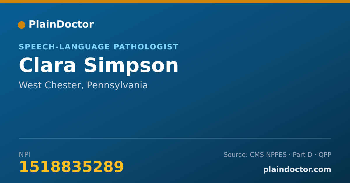 Shareable card for Clara Simpson - Speech-Language Pathologist, West Chester, PA