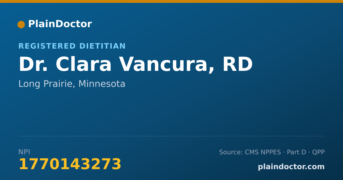 Shareable card for Clara Vancura, RD - Registered Dietitian, Long Prairie, MN