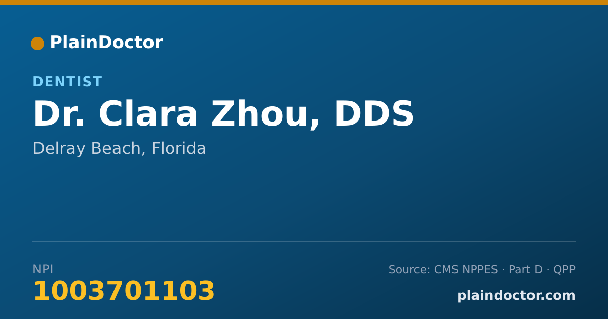 Shareable card for Clara Zhou, DDS - Dentist, Delray Beach, FL