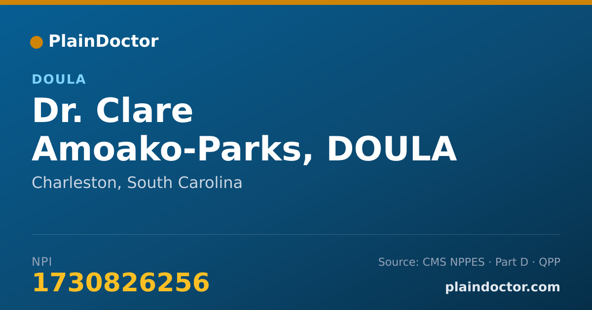 Shareable card for Clare Amoako-Parks, DOULA - Doula, Charleston, SC