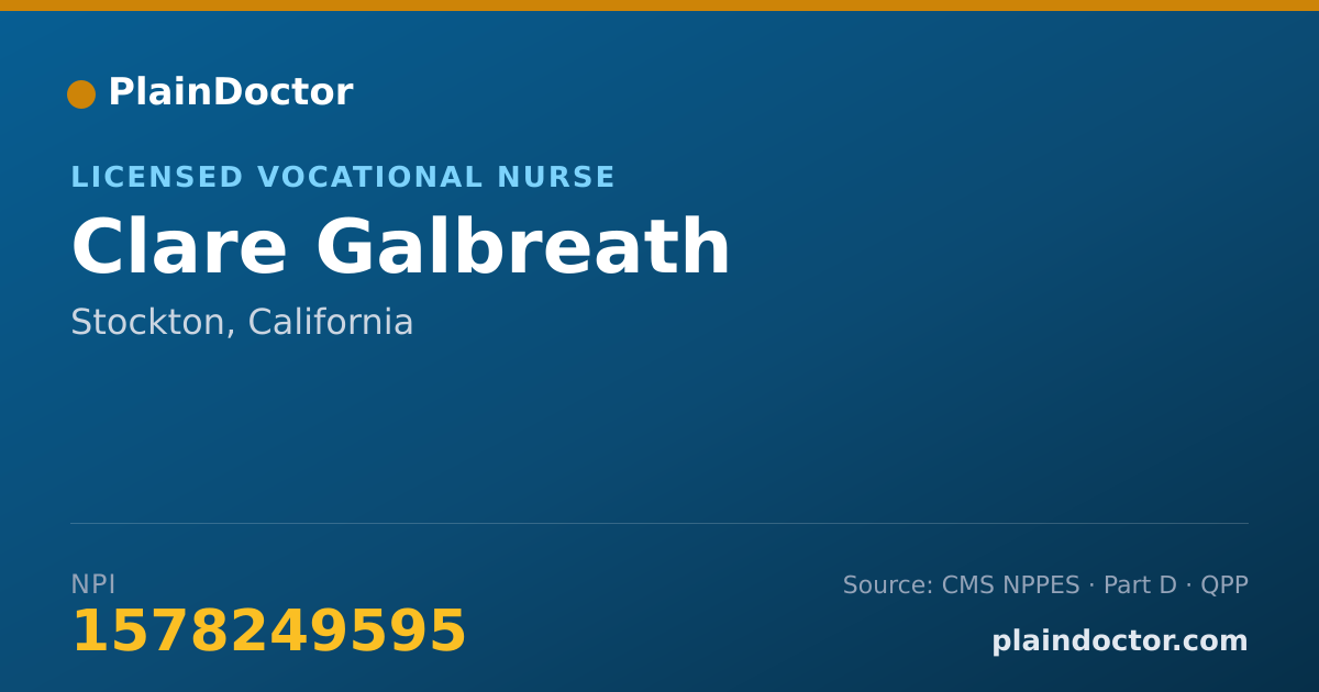 Shareable card for Clare Galbreath - Licensed Vocational Nurse, Stockton, CA