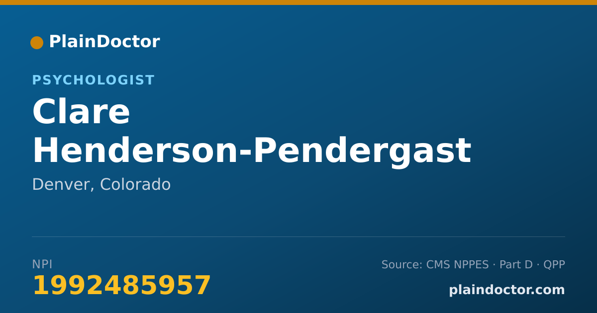 Shareable card for Clare Henderson-Pendergast - Psychologist, Denver, CO