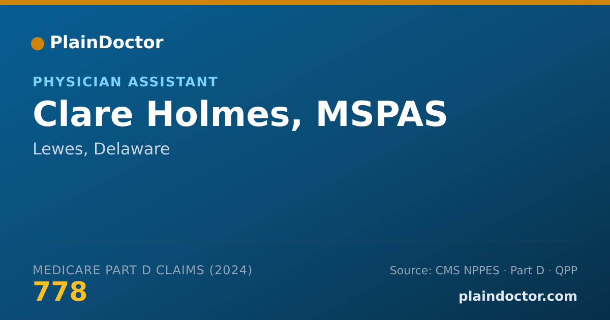 Shareable card for Clare Holmes, MSPAS - Physician Assistant, Lewes, DE