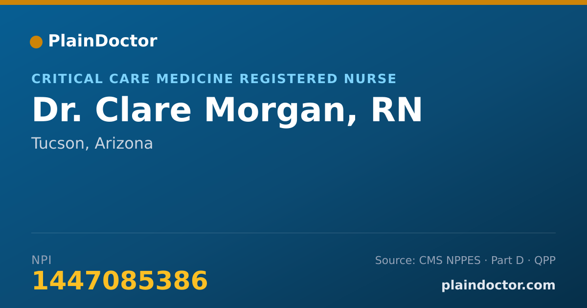 Shareable card for Clare Morgan, RN - Critical Care Medicine Registered Nurse, Tucson, AZ