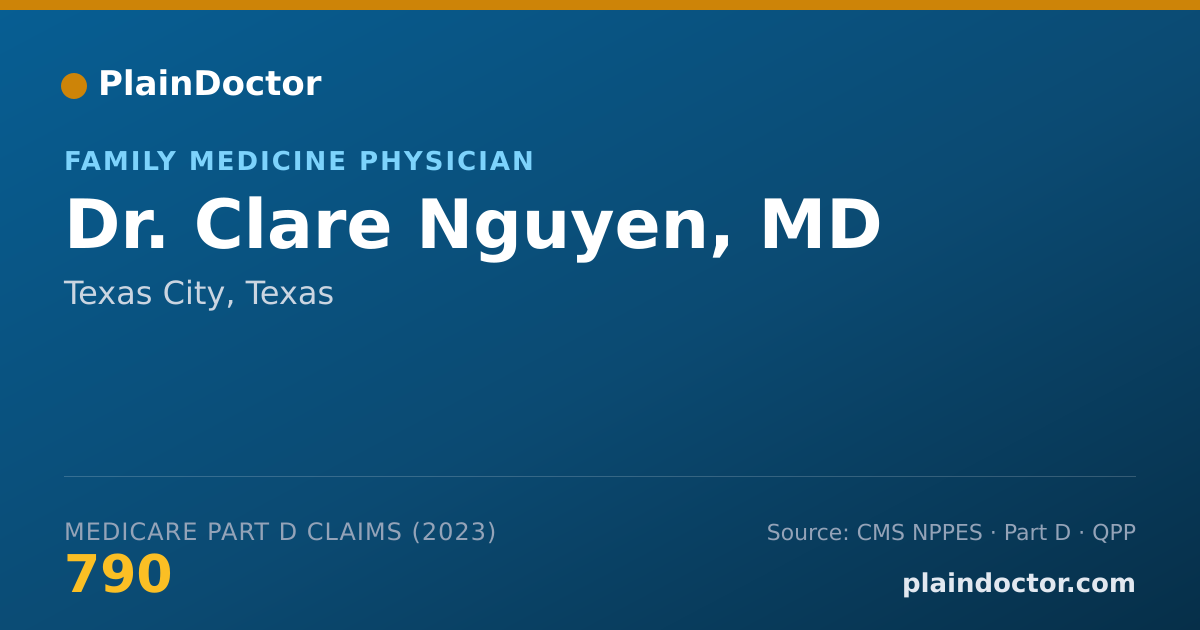 Shareable card for Clare Nguyen, MD - Family Medicine Physician, Texas City, TX
