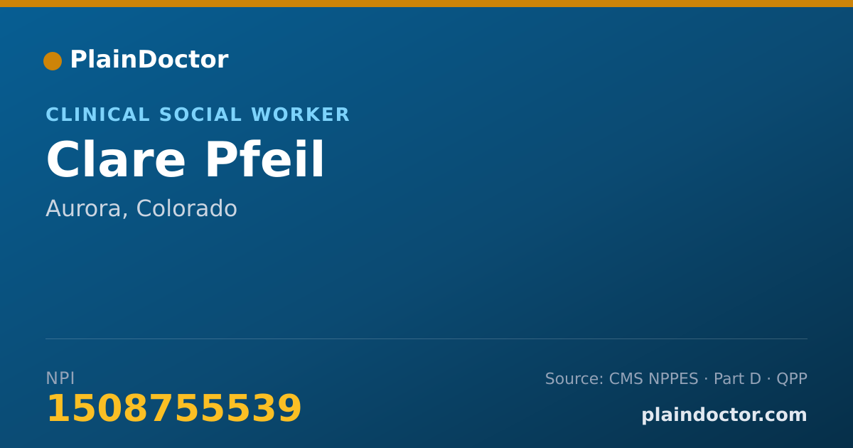 Shareable card for Clare Pfeil - Clinical Social Worker, Aurora, CO