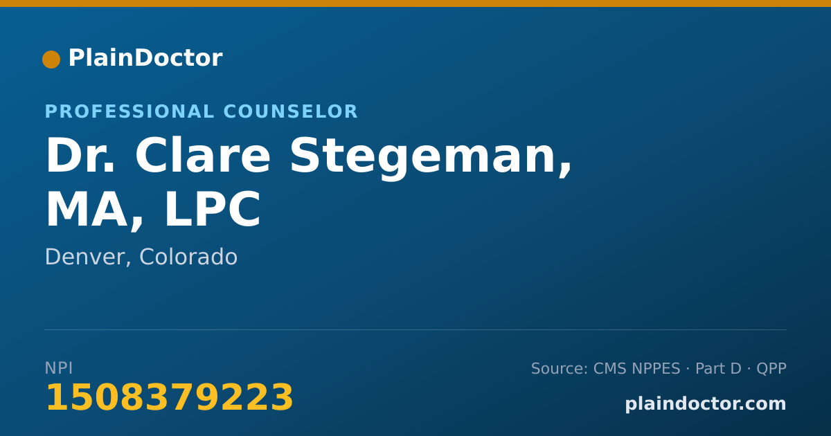 Shareable card for Clare Stegeman, MA, LPC - Professional Counselor, Denver, CO