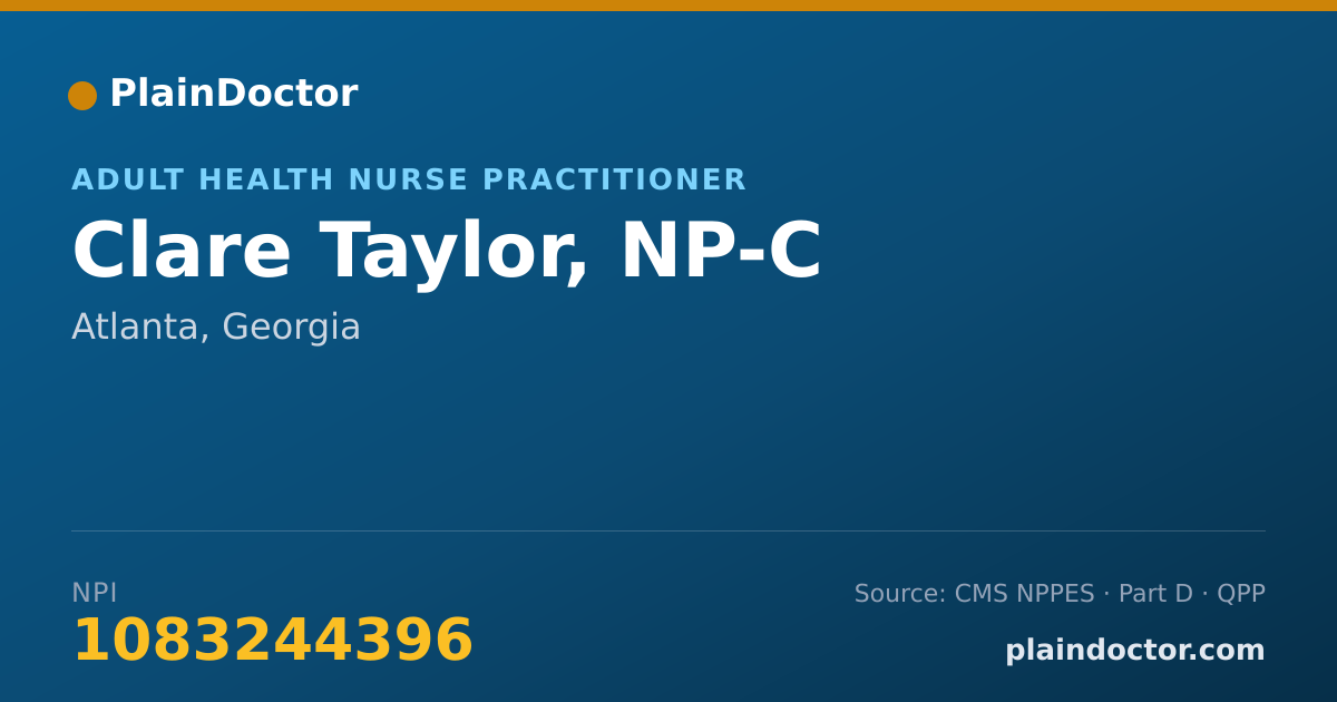 Shareable card for Clare Taylor, NP-C - Adult Health Nurse Practitioner, Atlanta, GA