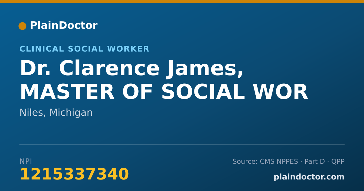 Shareable card for Clarence James, MASTER OF SOCIAL WOR - Clinical Social Worker, Niles, MI
