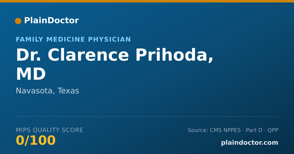 Shareable card for Clarence Prihoda, MD - Family Medicine Physician, Navasota, TX