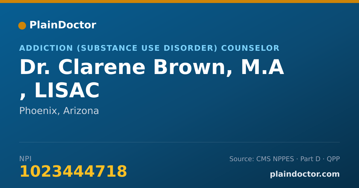 Shareable card for Clarene Brown, M.A , LISAC - Addiction (Substance Use Disorder) Counselor, Phoenix, AZ