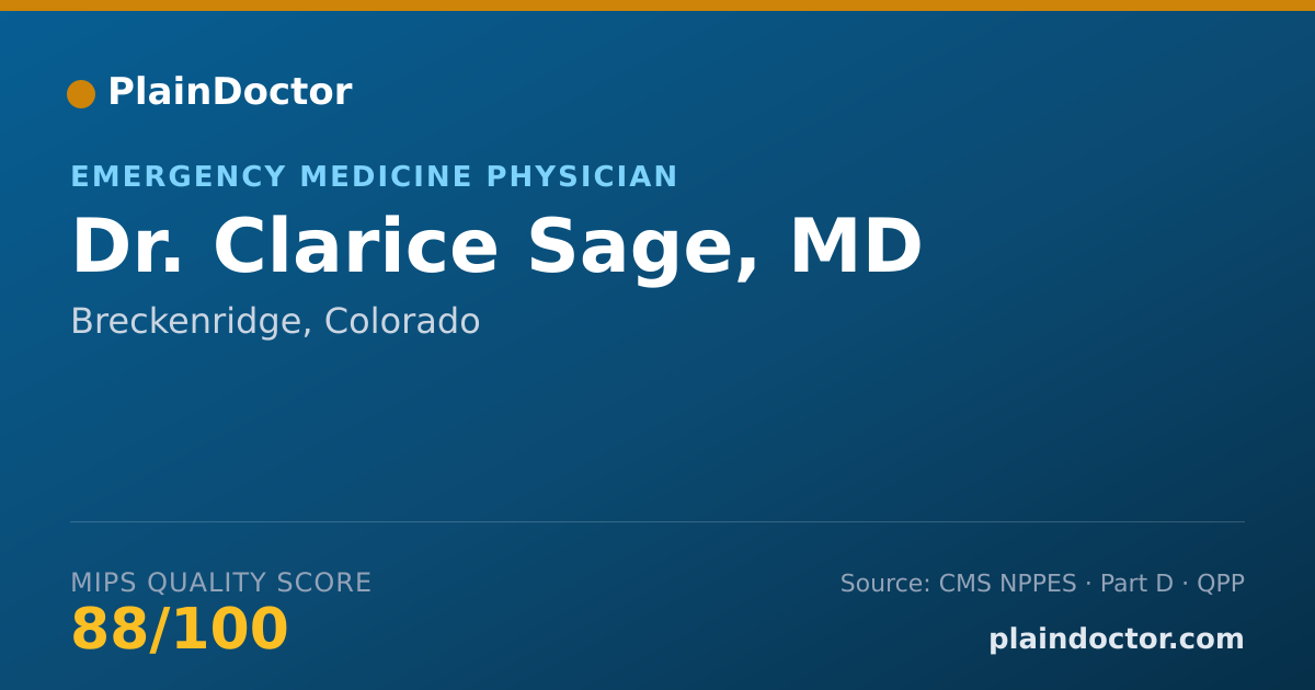 Shareable card for Clarice Sage, MD - Emergency Medicine Physician, Breckenridge, CO