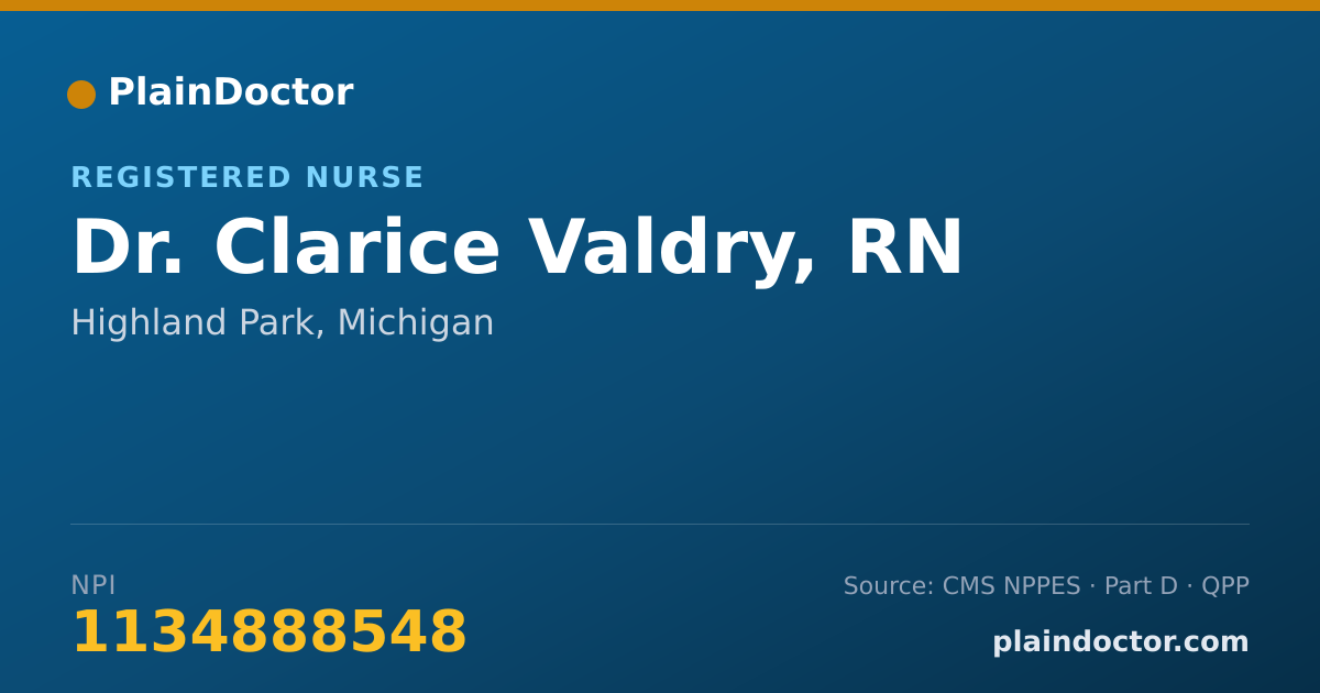 Shareable card for Clarice Valdry, RN - Registered Nurse, Highland Park, MI