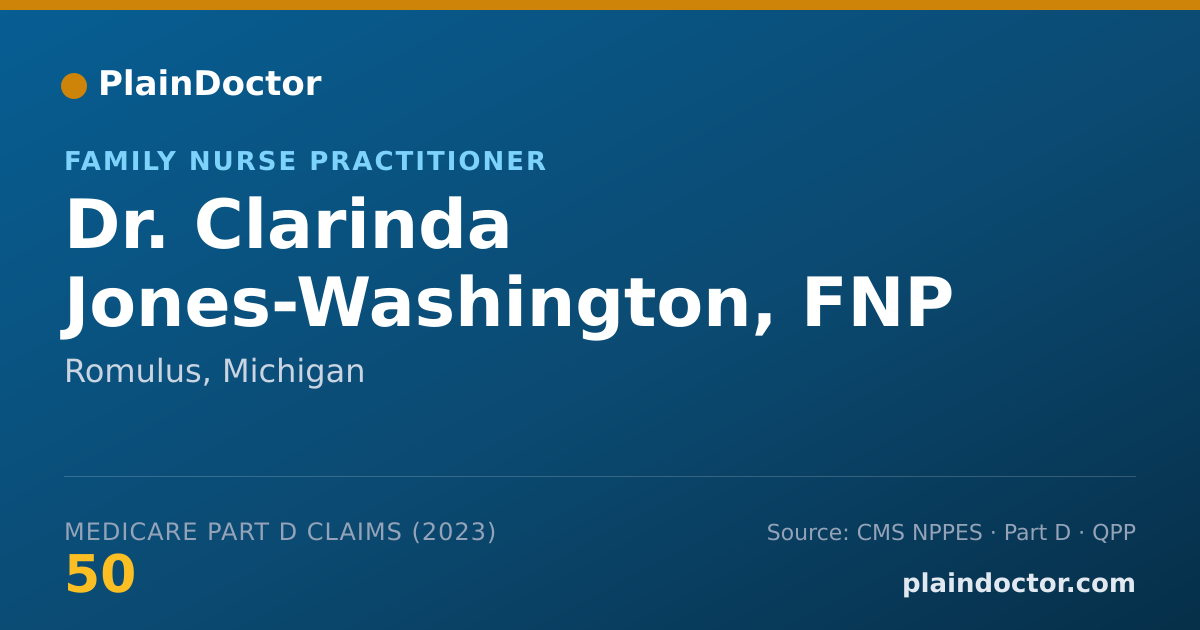 Shareable card for Clarinda Jones-Washington, FNP - Family Nurse Practitioner, Romulus, MI