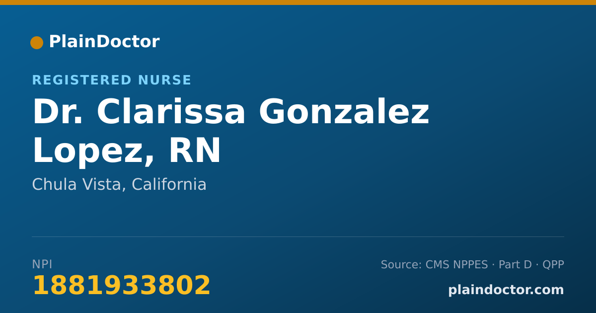 Shareable card for Clarissa Gonzalez Lopez, RN - Registered Nurse, Chula Vista, CA
