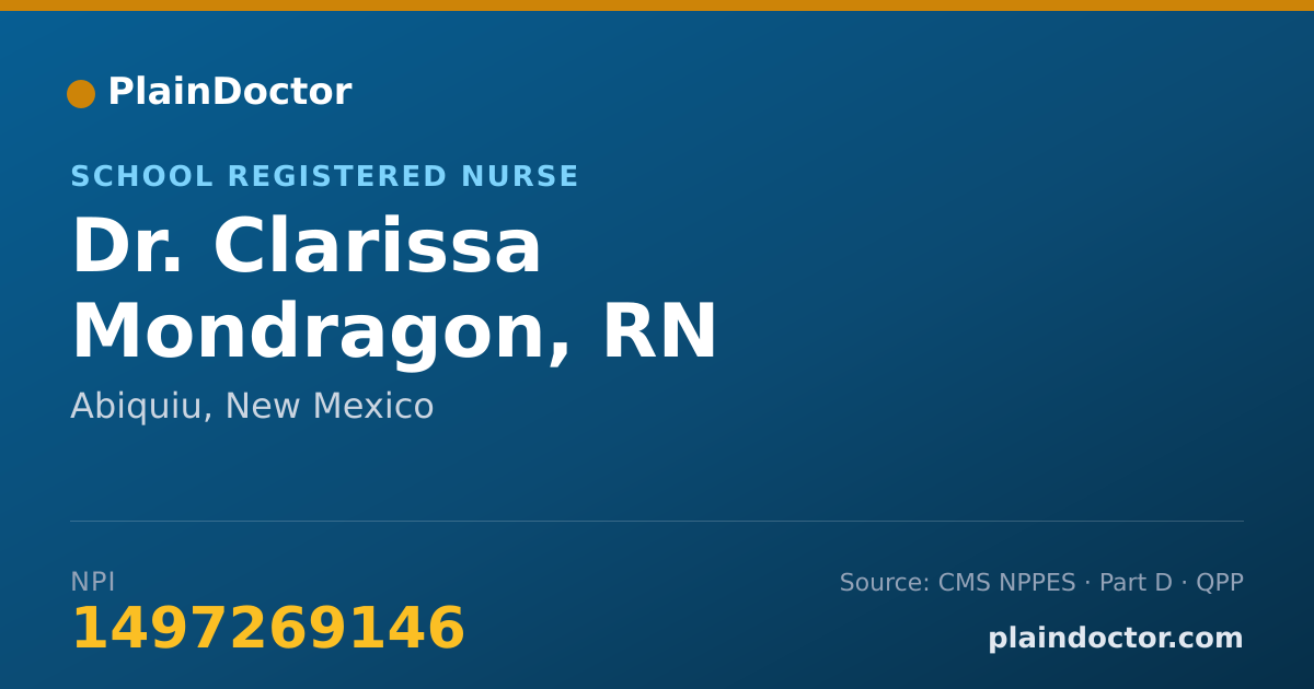Shareable card for Clarissa Mondragon, RN - School Registered Nurse, Abiquiu, NM