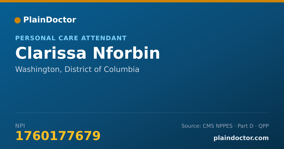 Shareable card for Clarissa Nforbin - Personal Care Attendant, Washington, DC