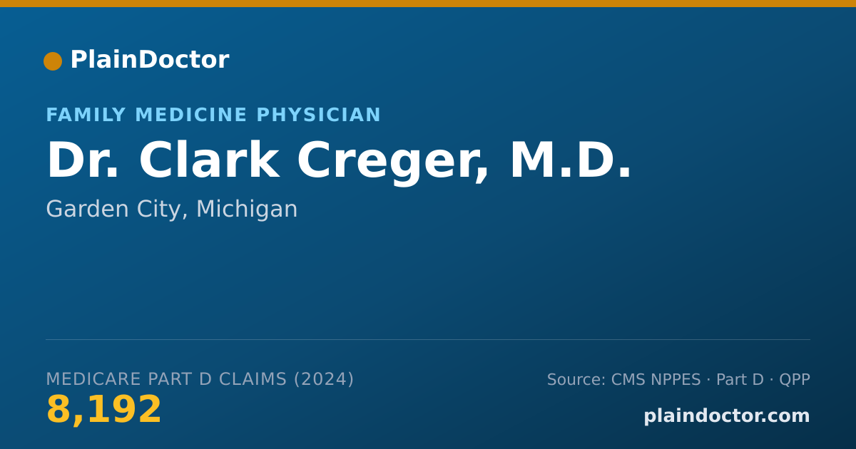 Shareable card for Clark Creger, M.D. - Family Medicine Physician, Garden City, MI