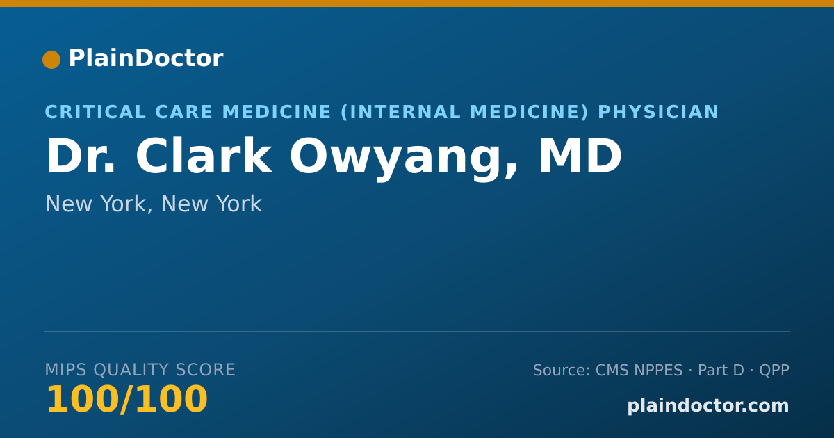 Shareable card for Clark Owyang, MD - Critical Care Medicine (Internal Medicine) Physician, New York, NY