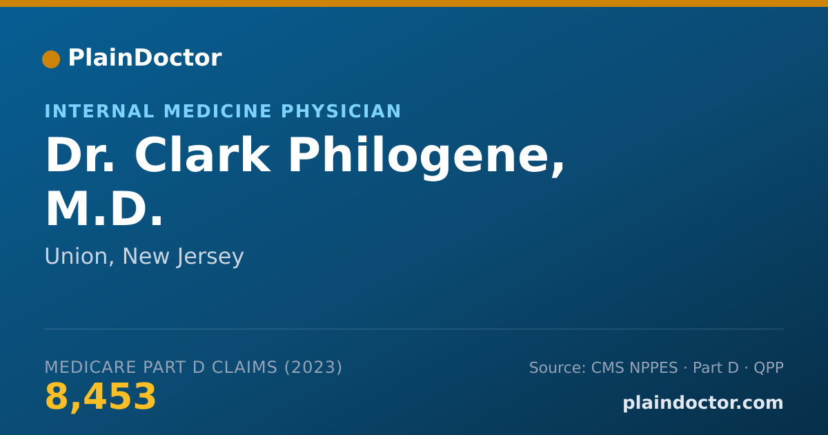 Shareable card for Clark Philogene, M.D. - Internal Medicine Physician, Union, NJ