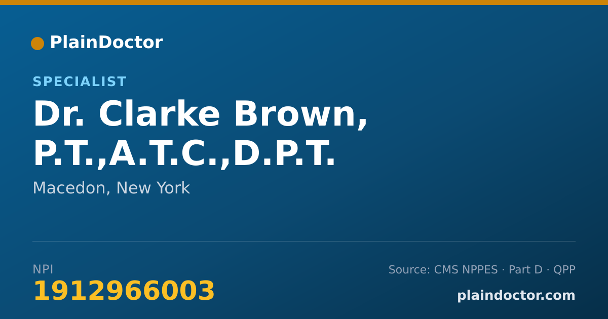 Shareable card for Clarke Brown, P.T.,A.T.C.,D.P.T. - Specialist, Macedon, NY