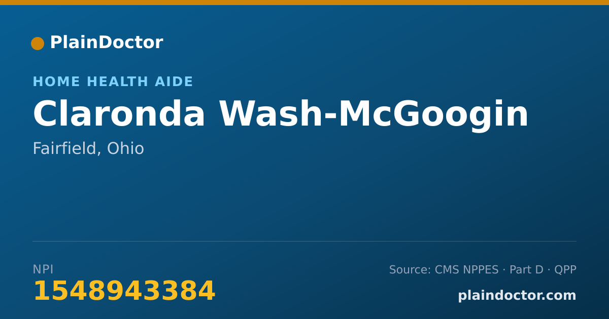 Shareable card for Claronda Wash-McGoogin - Home Health Aide, Fairfield, OH