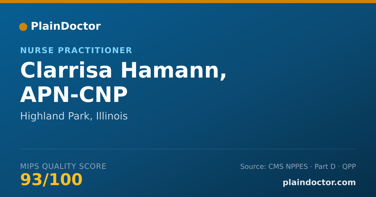 Shareable card for Clarrisa Hamann, APN-CNP - Registered Nurse, Highland Park, IL