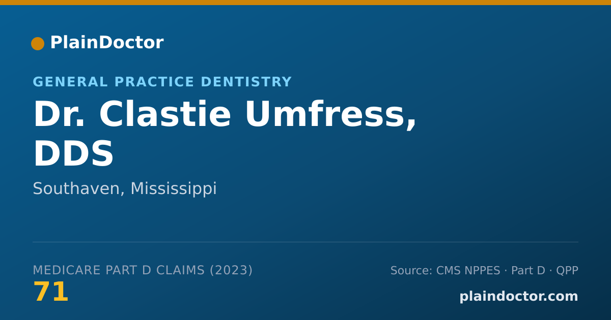 Shareable card for Clastie Umfress, DDS - General Practice Dentistry, Southaven, MS