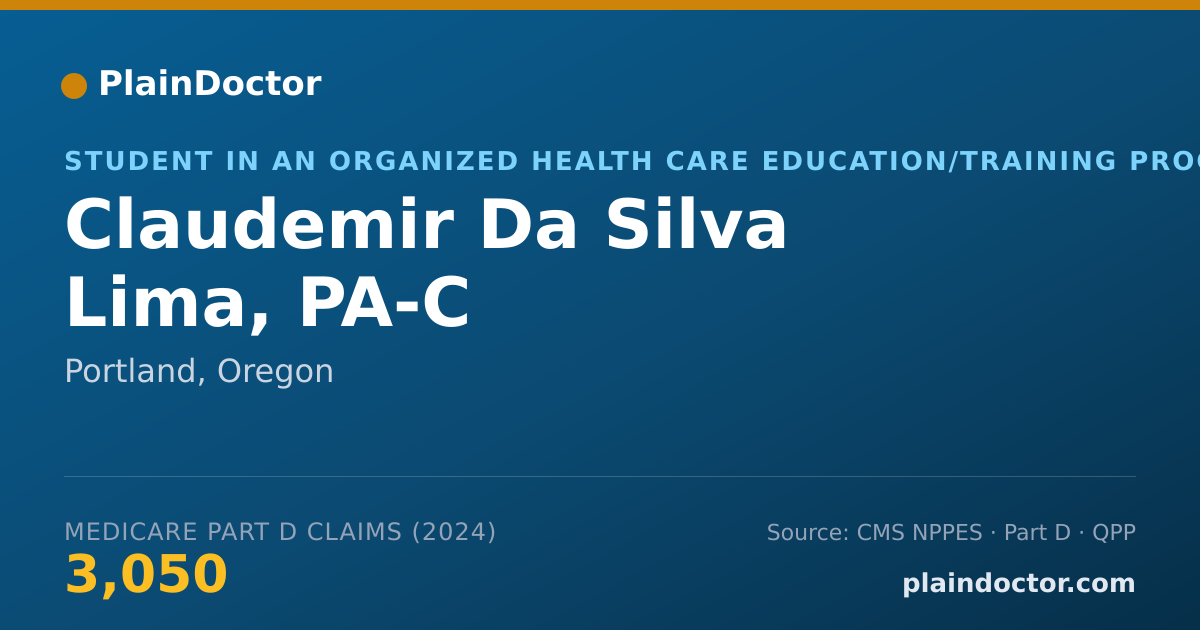 Shareable card for Claudemir Da Silva Lima, PA-C - Student in an Organized Health Care Education/Training Program, Portland, OR