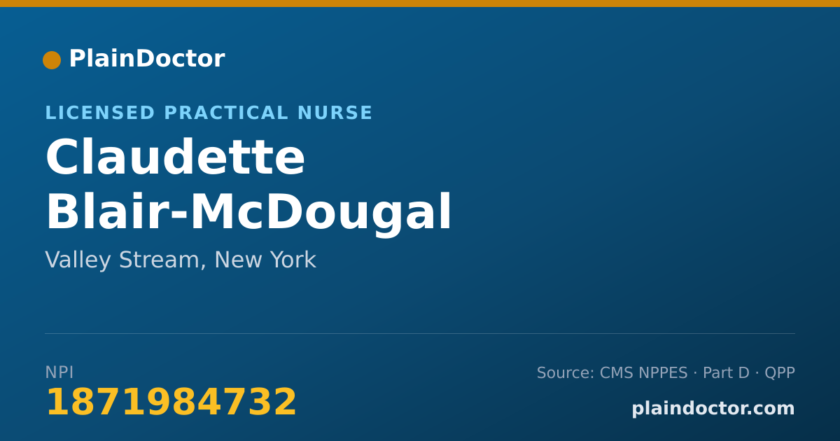 Shareable card for Claudette Blair-McDougal - Licensed Practical Nurse, Valley Stream, NY