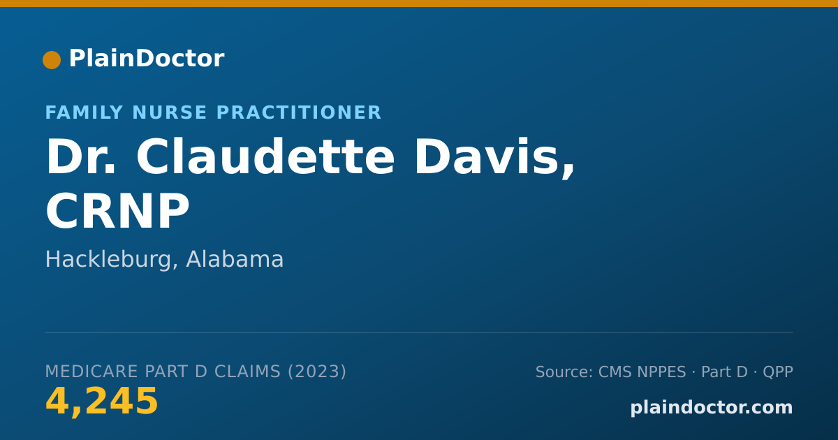Shareable card for Claudette Davis, CRNP - Family Nurse Practitioner, Hackleburg, AL