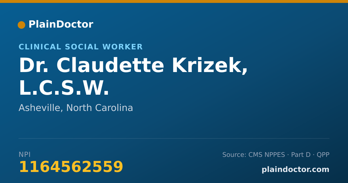 Shareable card for Claudette Krizek, L.C.S.W. - Clinical Social Worker, Asheville, NC