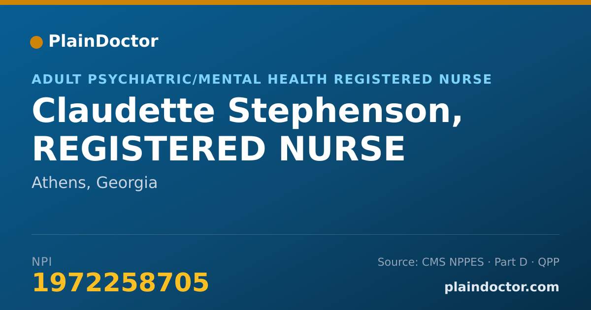 Shareable card for Claudette Stephenson, REGISTERED NURSE - Adult Psychiatric/Mental Health Registered Nurse, Athens, GA