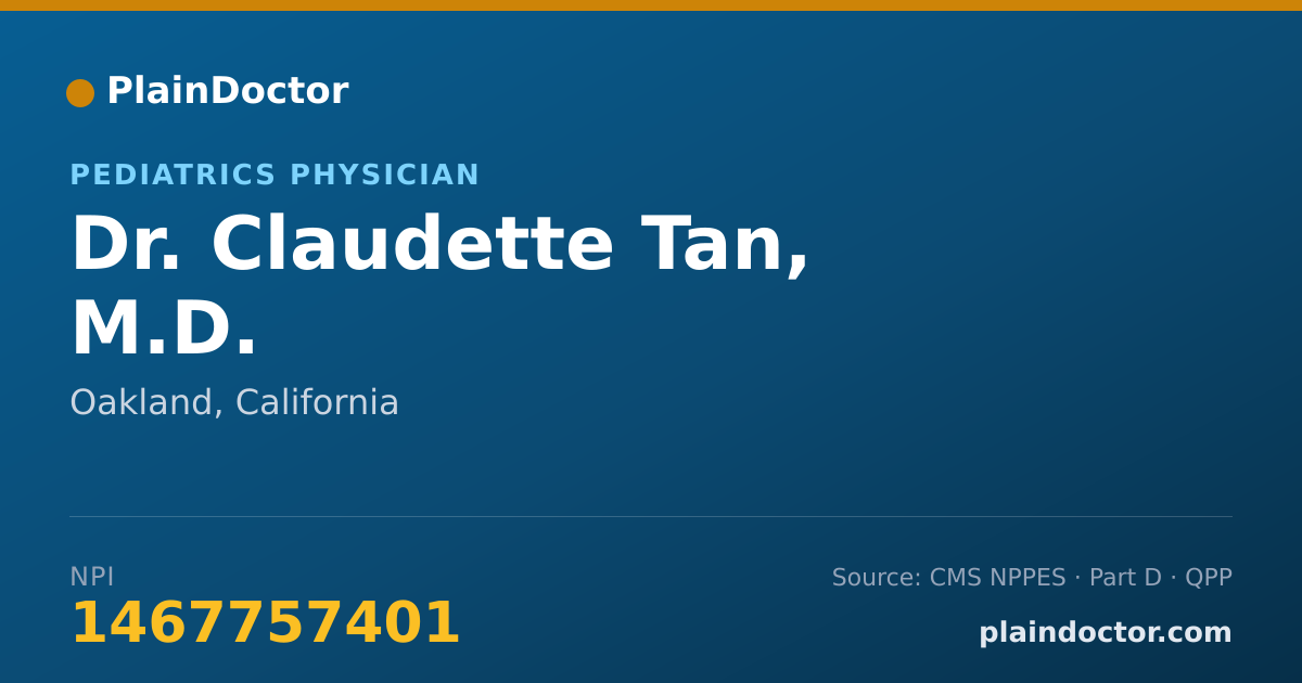 Shareable card for Claudette Tan, M.D. - Pediatrics Physician, Oakland, CA
