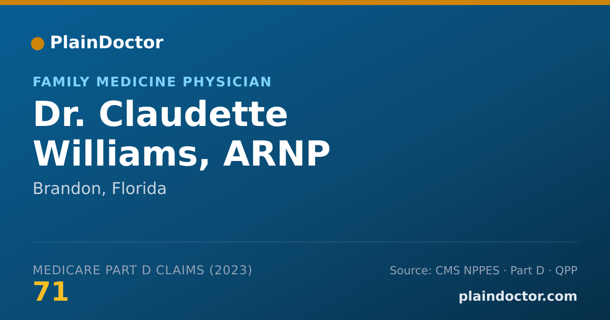 Shareable card for Claudette Williams, ARNP - Family Medicine Physician, Brandon, FL