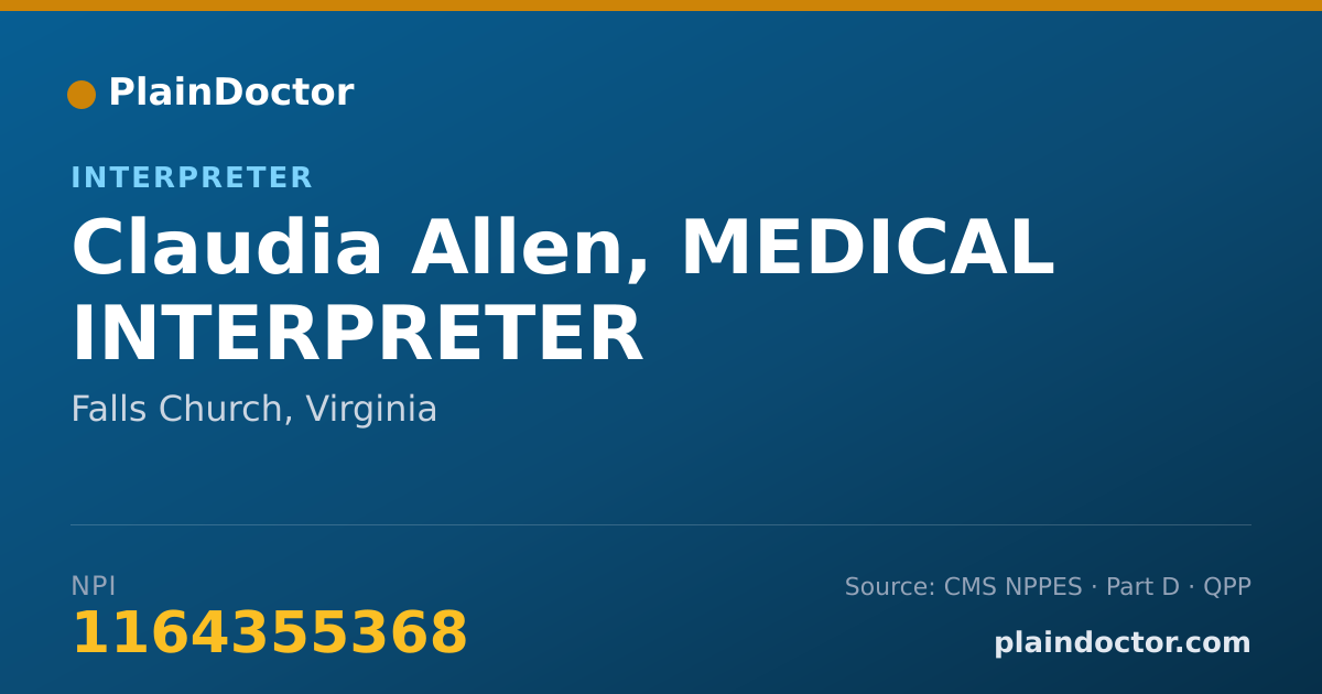 Shareable card for Claudia Allen, MEDICAL INTERPRETER - Interpreter, Falls Church, VA