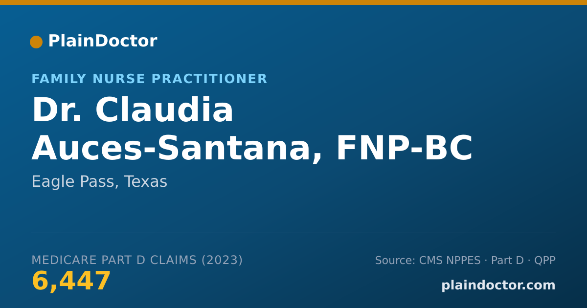 Shareable card for Claudia Auces-Santana, FNP-BC - Family Nurse Practitioner, Eagle Pass, TX