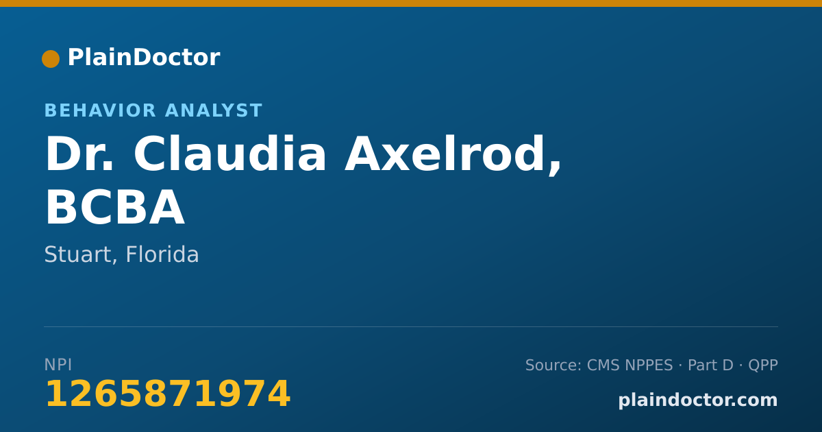 Shareable card for Claudia Axelrod, BCBA - Behavior Analyst, Stuart, FL