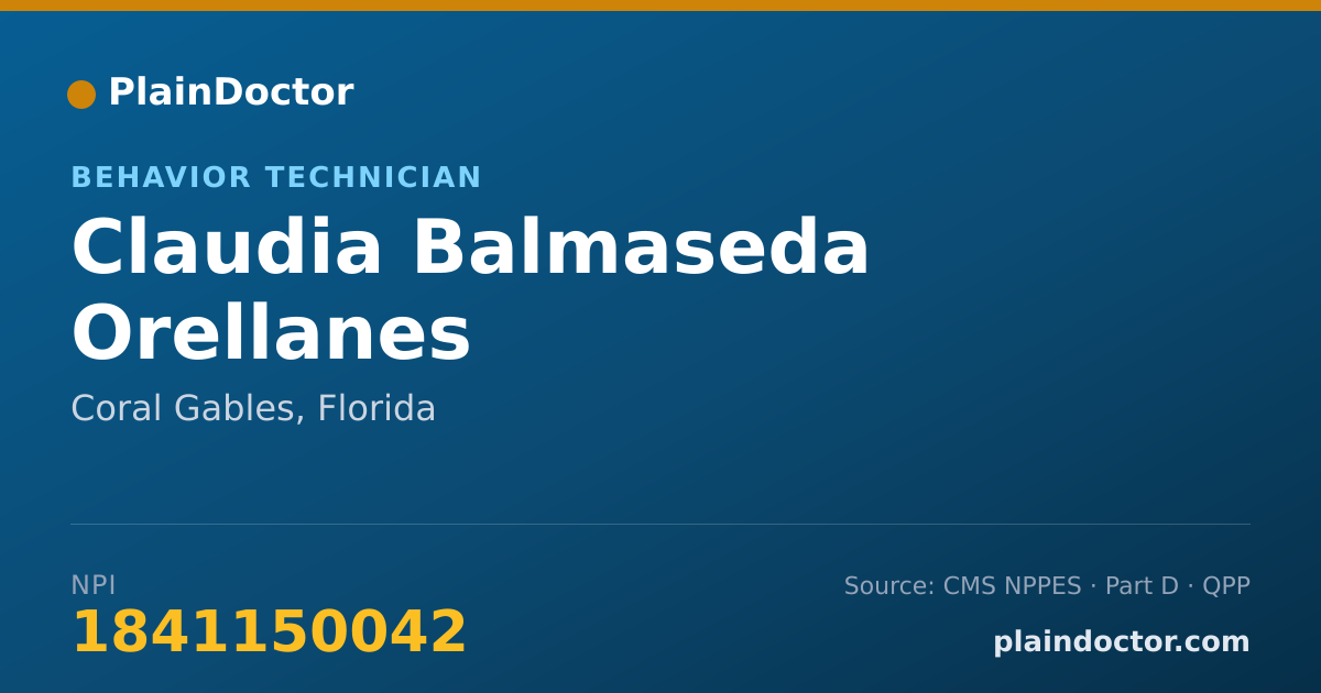 Shareable card for Claudia Balmaseda Orellanes - Behavior Technician, Coral Gables, FL