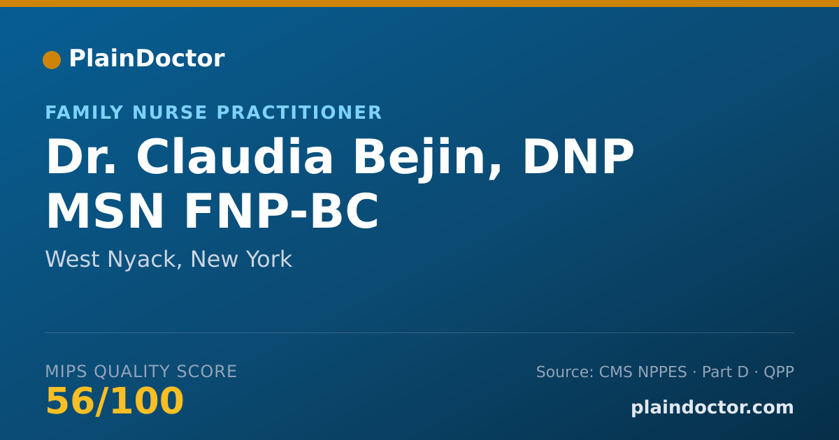 Shareable card for Claudia Bejin, DNP MSN FNP-BC - Family Nurse Practitioner, West Nyack, NY