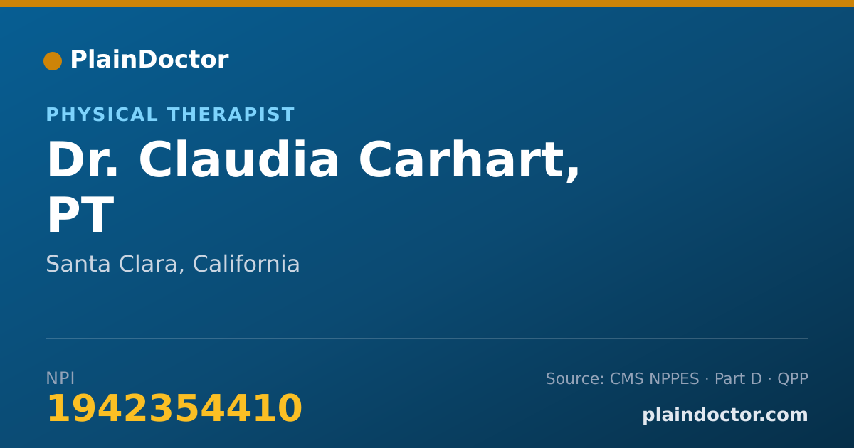 Shareable card for Claudia Carhart, PT - Physical Therapist, Santa Clara, CA