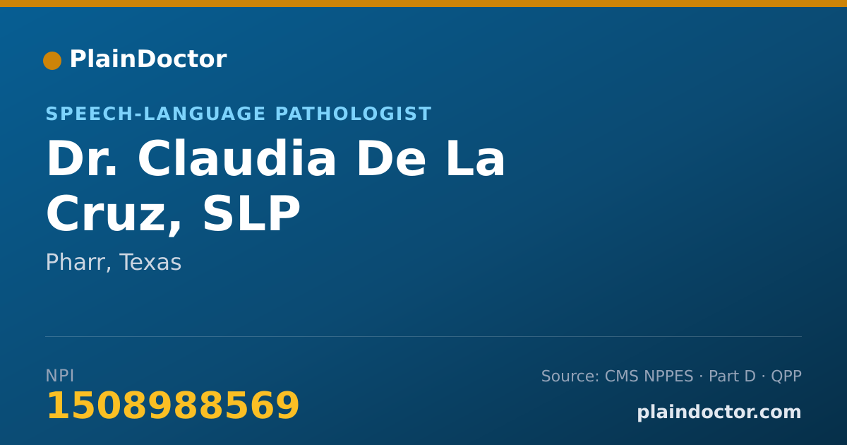 Shareable card for Claudia De La Cruz, SLP - Speech-Language Pathologist, Pharr, TX