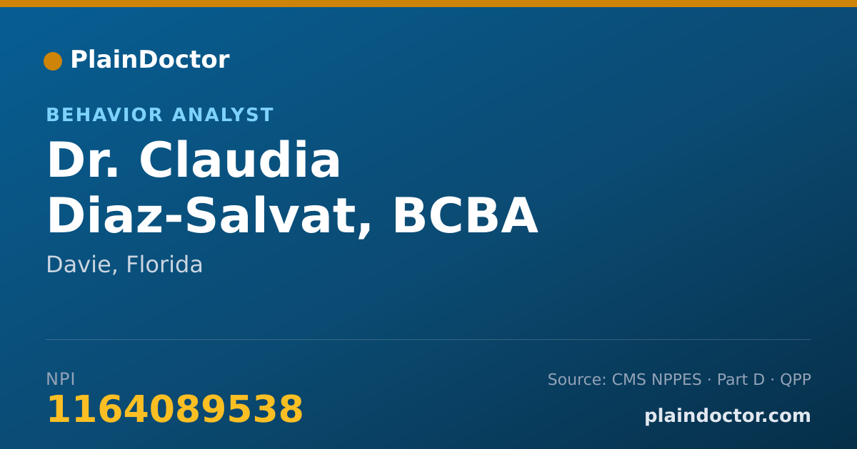 Shareable card for Claudia Diaz-Salvat, BCBA - Behavior Analyst, Davie, FL