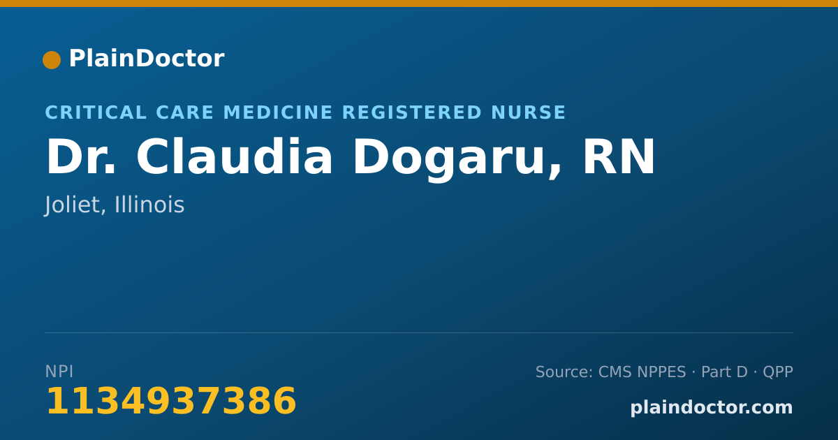 Shareable card for Claudia Dogaru, RN - Critical Care Medicine Registered Nurse, Joliet, IL
