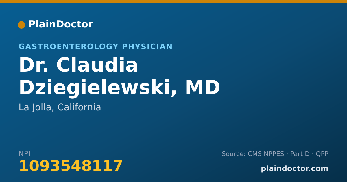Shareable card for Claudia Dziegielewski, MD - Gastroenterology Physician, La Jolla, CA