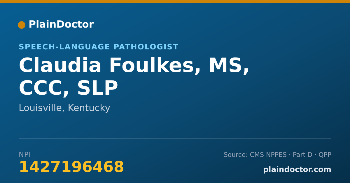Shareable card for Claudia Foulkes, MS, CCC, SLP - Speech-Language Pathologist, Louisville, KY