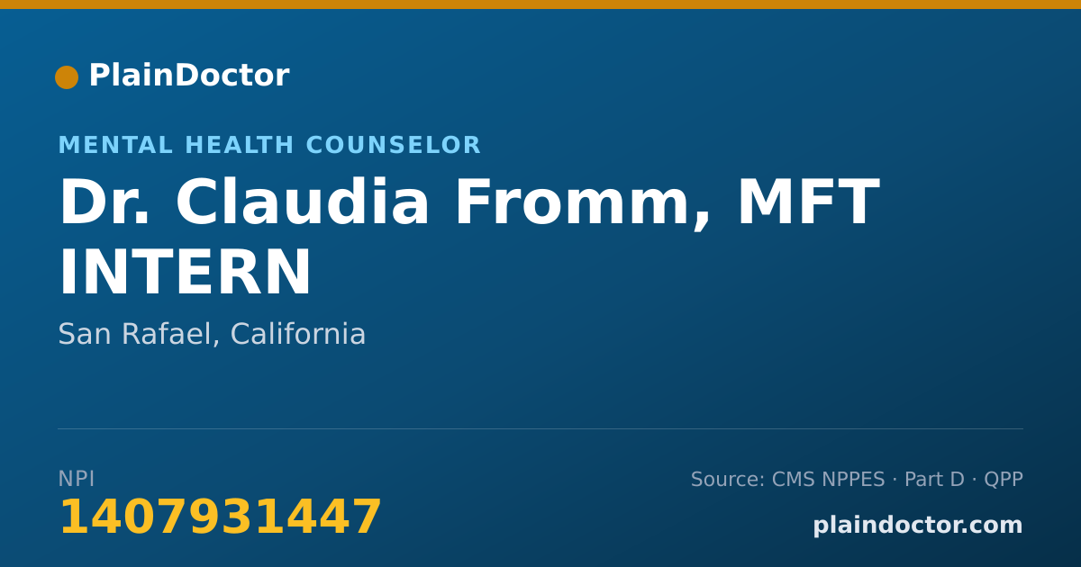 Shareable card for Claudia Fromm, MFT INTERN - Mental Health Counselor, San Rafael, CA
